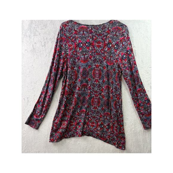 J. Jill Red Paisley Asymmetrical Tunic – Size M - Picture 2 of 6